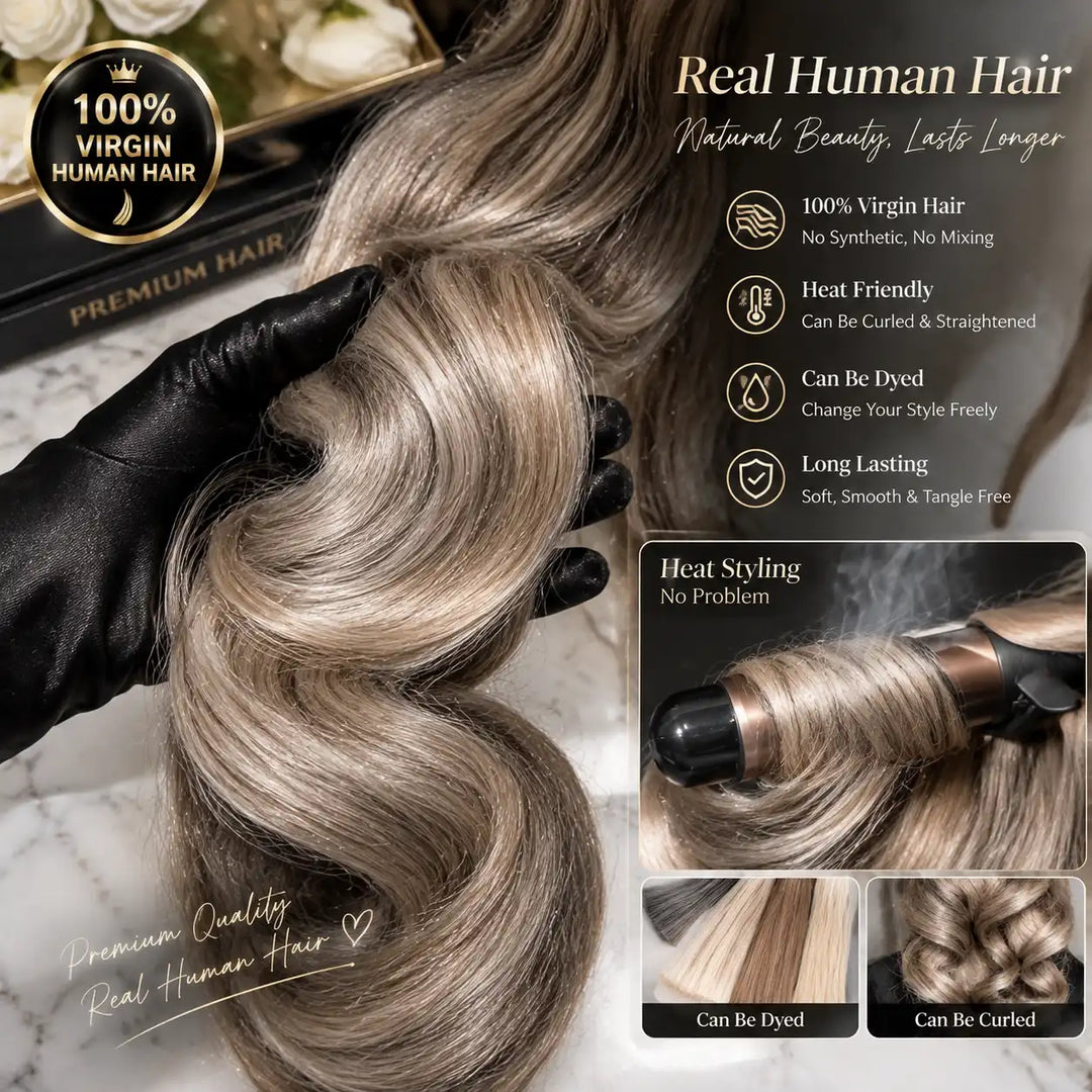 Ash Blonde Highlight With Dark Root Body Wave Lace Front Human Hair Wig 13x6 HD Lace For Beginners -