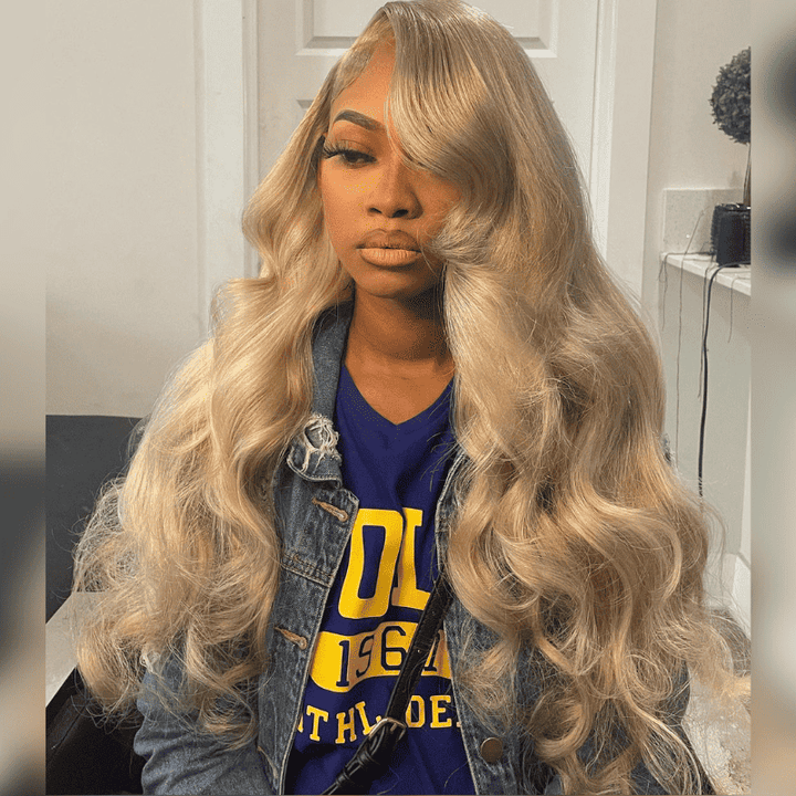 Ash Dirty Blonde human hair wig, 250% density, 13x4 lace front