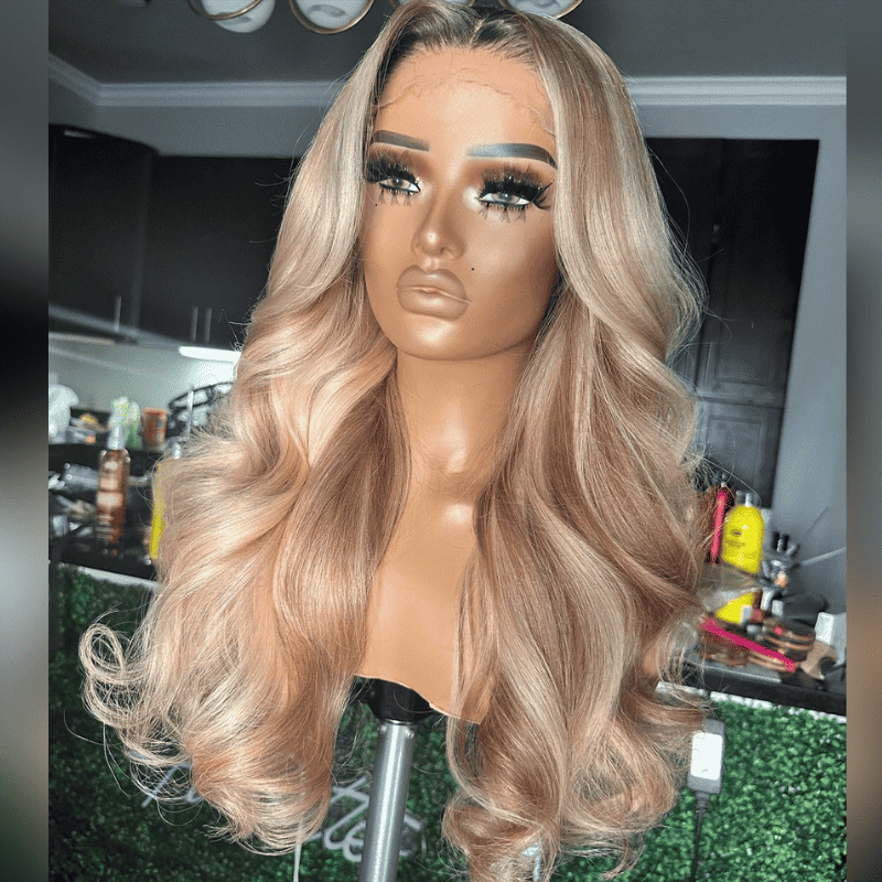 Ash Honey Blonde Balayage 13x4 lace front wig, 250% high density human hair