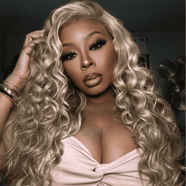 Balayage Ash Blonde Highlights human hair wig, 250% density, 13x4 lace front