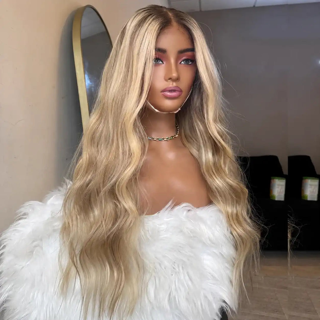 Balayage Blonde Highlight Body Wave Human Hair Wig 13x6 HD Lace Front
