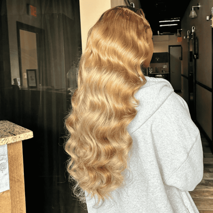 Balayage Blonde Light Brown Highlights human hair wig, 250% density, 13x4 lace