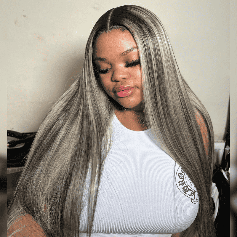 Balayage Brown Highlights 13x4 lace front wig, 250% density human hair