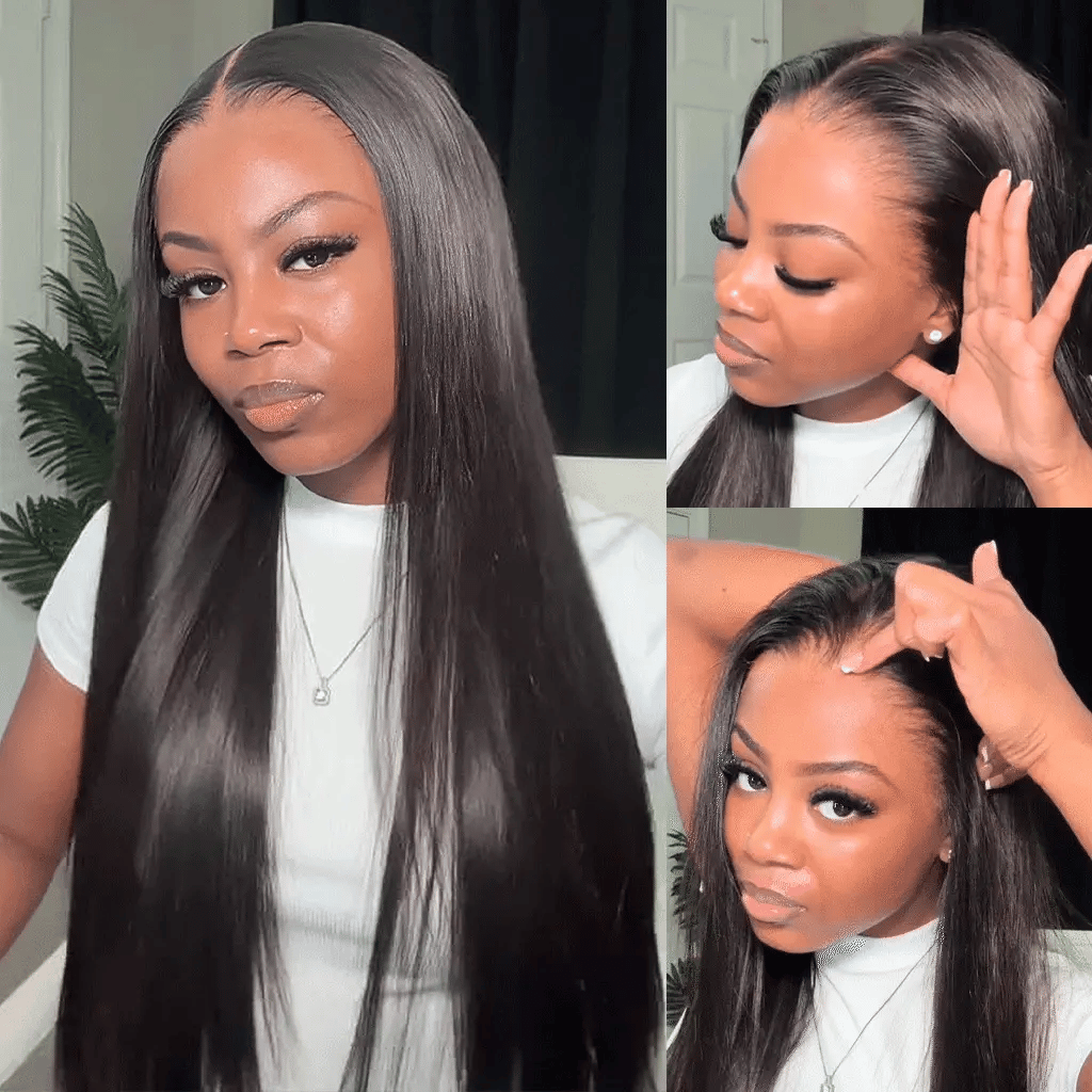 Beginner Friendly Glueless Straight Wig, 180% Density Human Hair