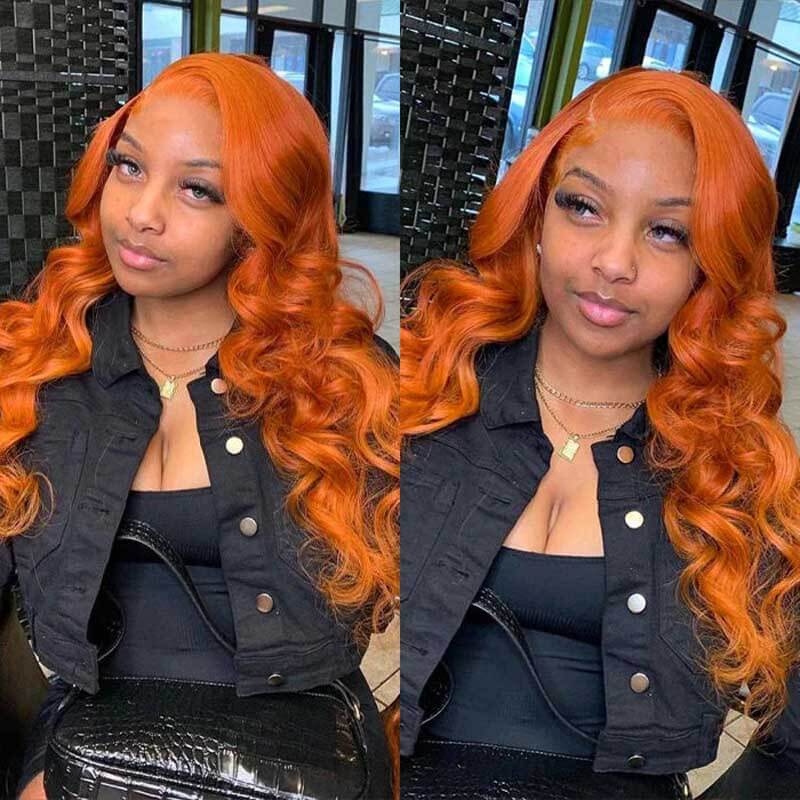 Beginner friendly 13x4 glueless HD lace wig, Ginger color, 180% density