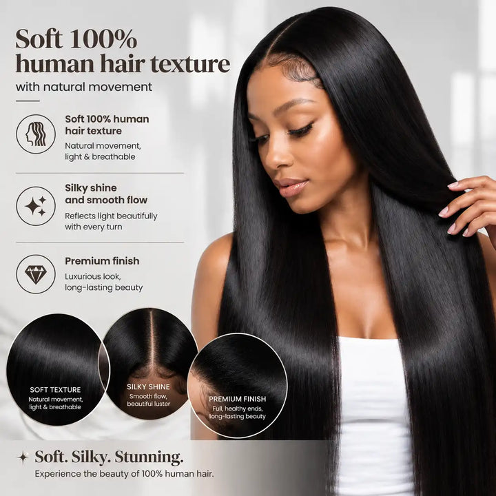 Beginner friendly ALIGLOSSY 13X4 13X6 HD Transparent Lace Frontal Straight Human Hair Wig