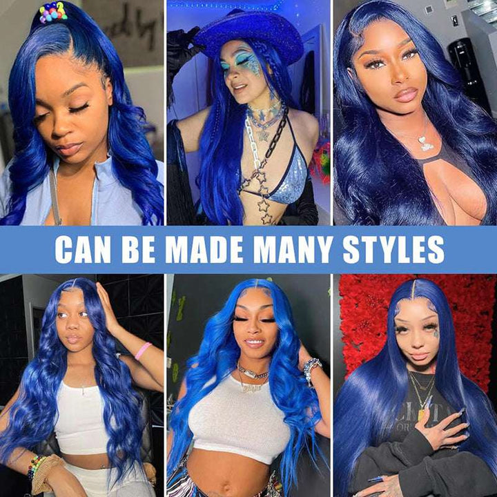 Blue Body Wave 13x4 lace front wig, 180% density
