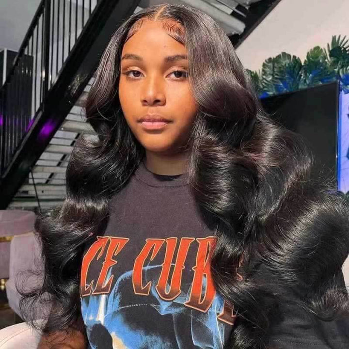 Body Wave 13x4 HD lace front glueless wig, natural looking