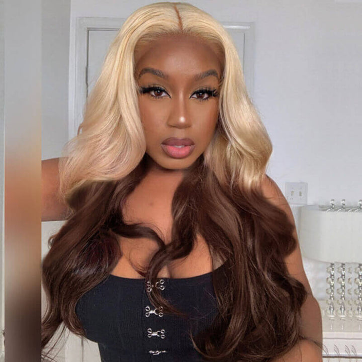 Body Wave Lace Front Human Hair Wig 613 Blonde Ombre Style
