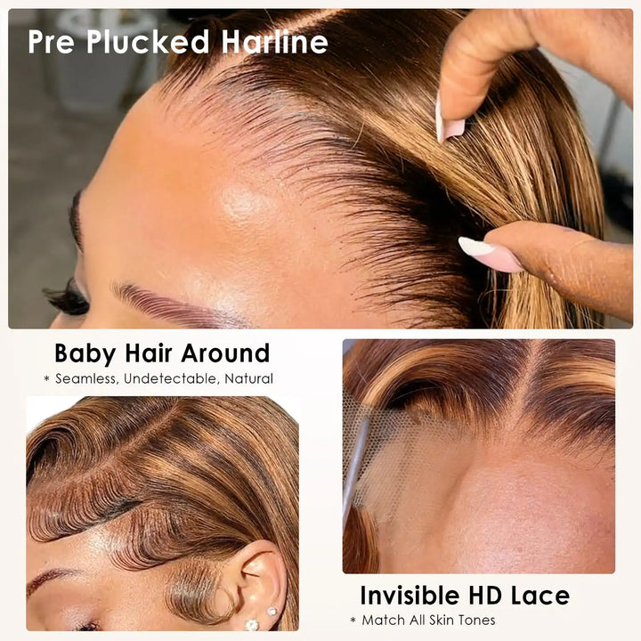 Body Wave Lace Front Human Hair Wig P4/27 Highlight Color With HD Lace