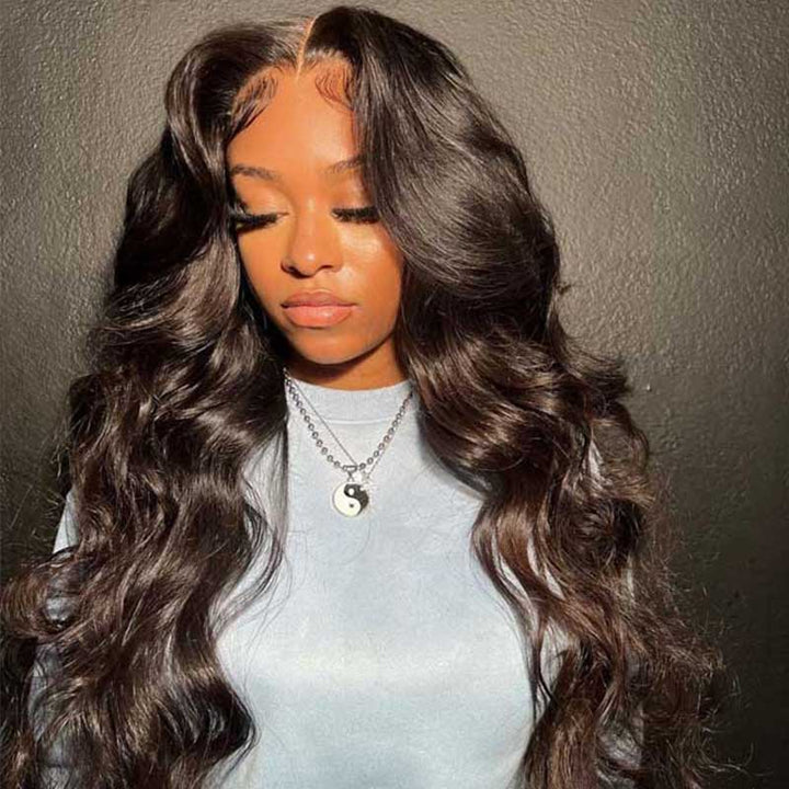 Body Wave human hair, 4x4 lace closure glueless wig, Bye Bye Knots for seamless scalp melt