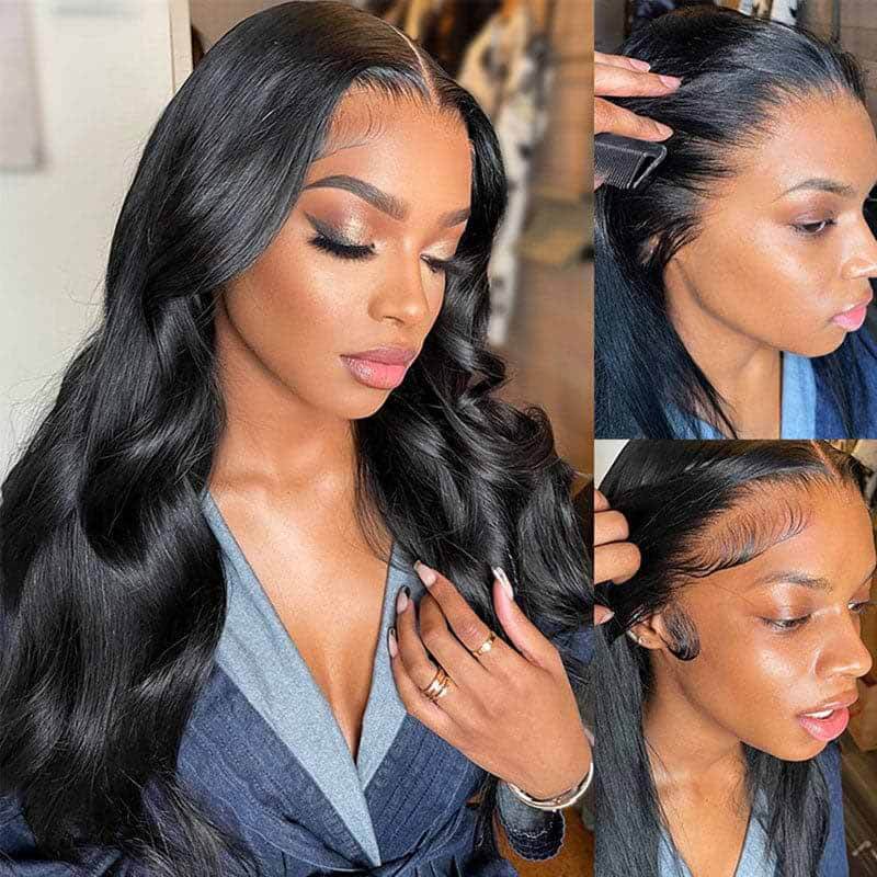 Body Wave human hair wig, 13x4 HD lace front, natural hairline