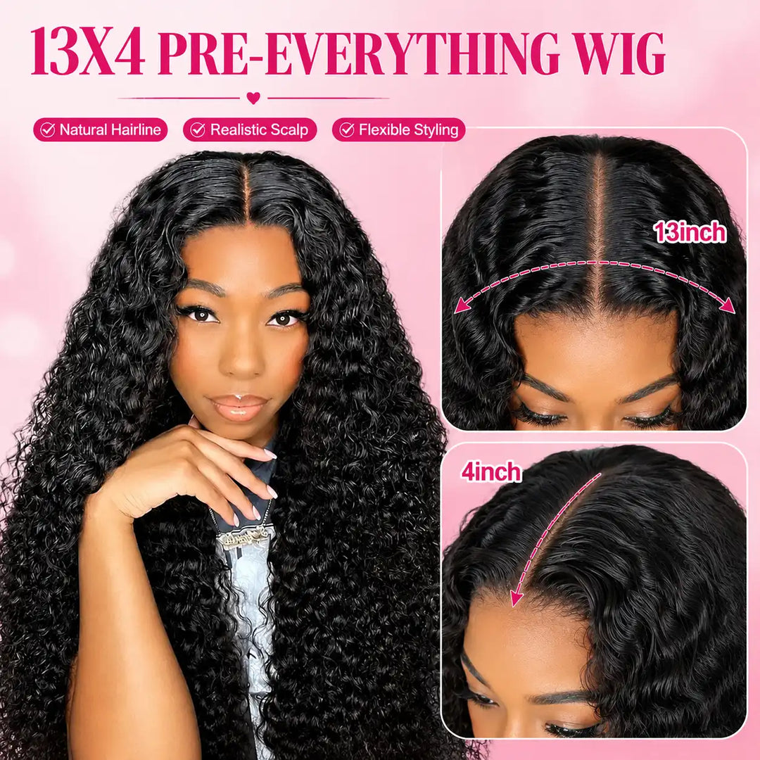 Breathable Cap Adjustable GLUELESS WATER WAVE LACE FRONT WIG