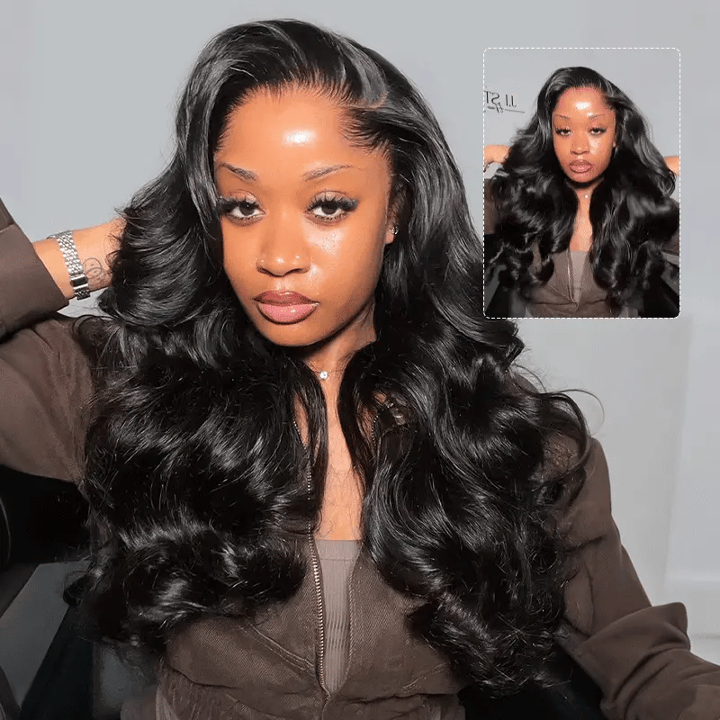 Butterfly cut layered loose wave human hair wig with 13 by 4 13 by 6 HD transparent lace