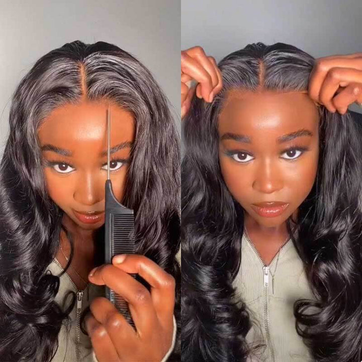 Bye Bye Knots Body Wave glueless wig, 4x4 5x5 HD transparent lace, pre-cut human hair