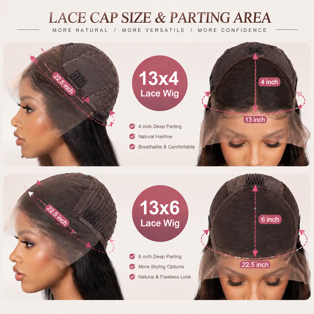 Cap Construction and 13x4 13x6 Deep Parting Lace Area for ALIGLOSSY #4 Chocolate Brown HD Lace Front Human Hair Wig