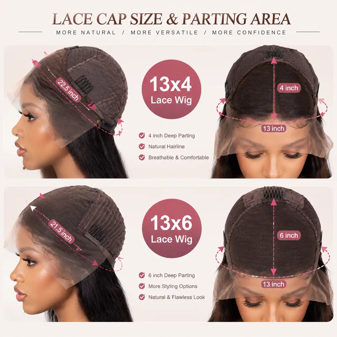 Cap Construction and 13x4 13x6 Deep Parting Lace Area for ALIGLOSSY #4 Chocolate Brown HD Lace Front Human Hair Wig