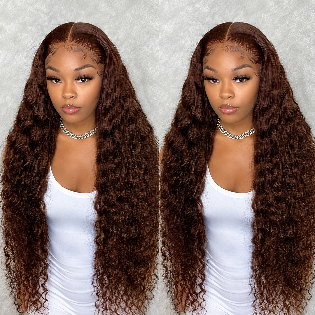 Chocolate Brown Deep Wave 13X4 Lace Front Human Hair Wig | HD Transparent Lace, Budget & Beginner Friendly