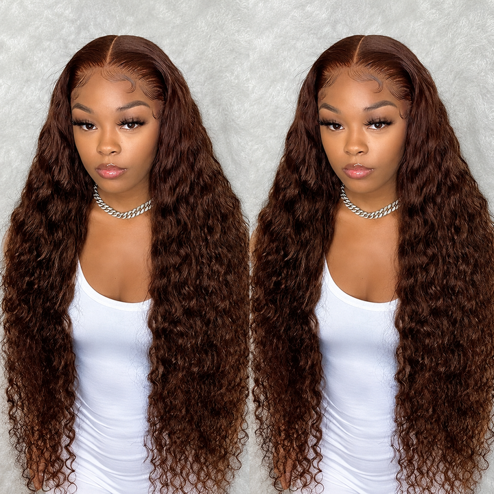 Chocolate Brown Deep Wave 13X4 Lace Front Human Hair Wig | HD Transparent Lace, Budget & Beginner Friendly