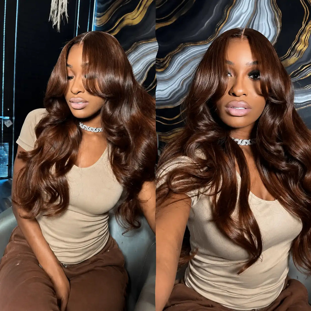 Chocolate brown high density body wave human hair