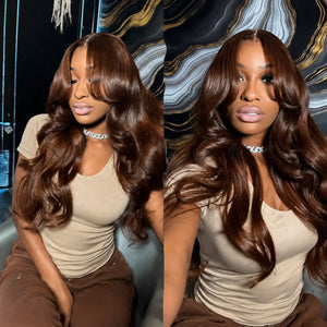 Chocolate brown high density body wave human hair