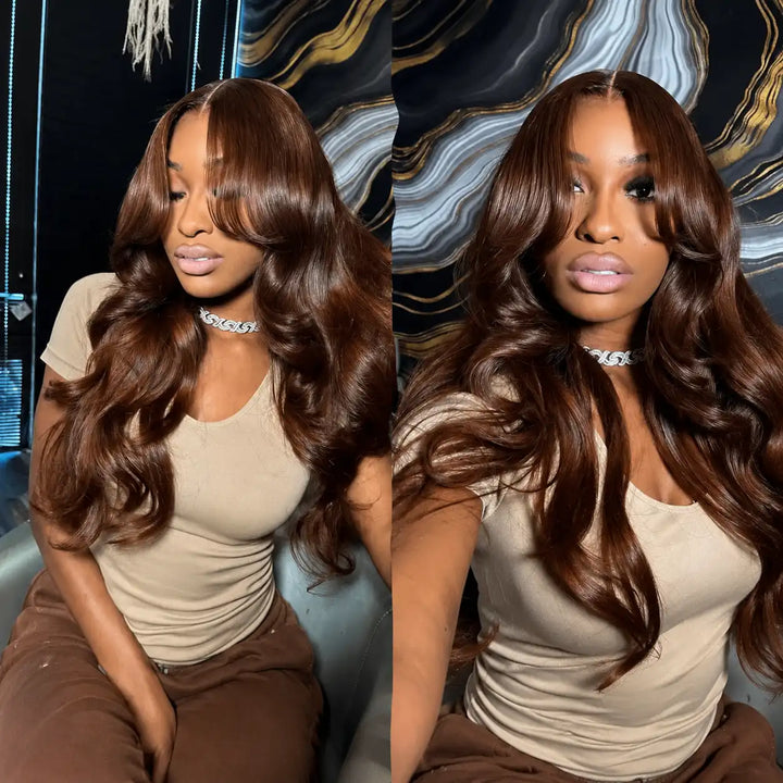 Chocolate brown high density body wave human hair