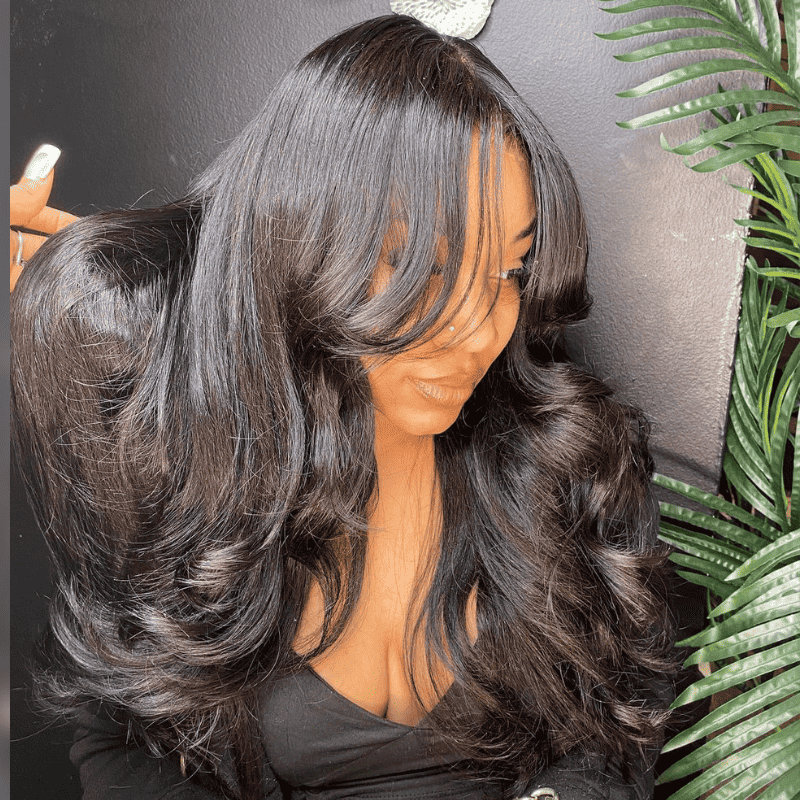 Curtain Bangs Body Wave human hair wig, 200% 250% density, 13x4 lace