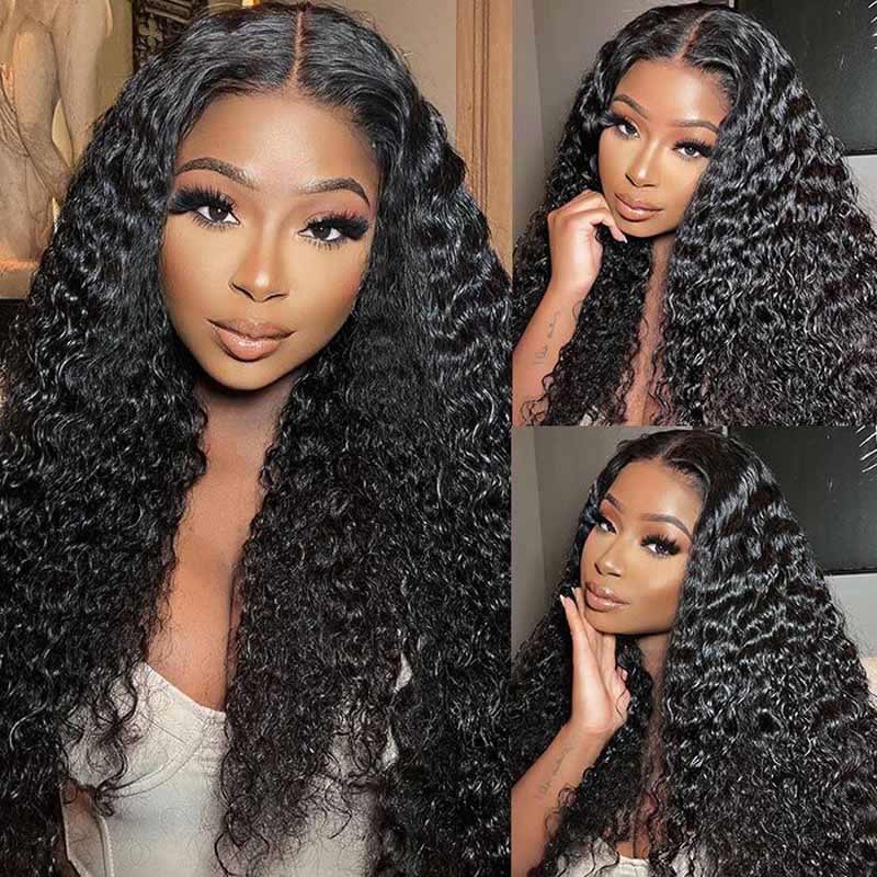 Deep Wave lace front human hair wig, 4x4 13x4 HD transparent lace