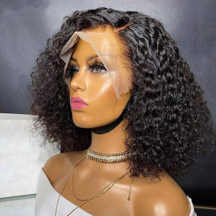 Deep wave bob wig 13x4 lace front human hair wig with thick and full curls