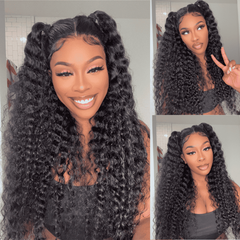 Deep wave human hair wig 180% density