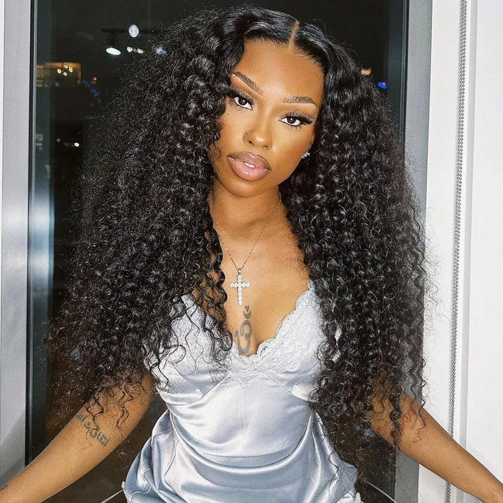 Easy install glueless deep wave lace wig, 250 density, natural look