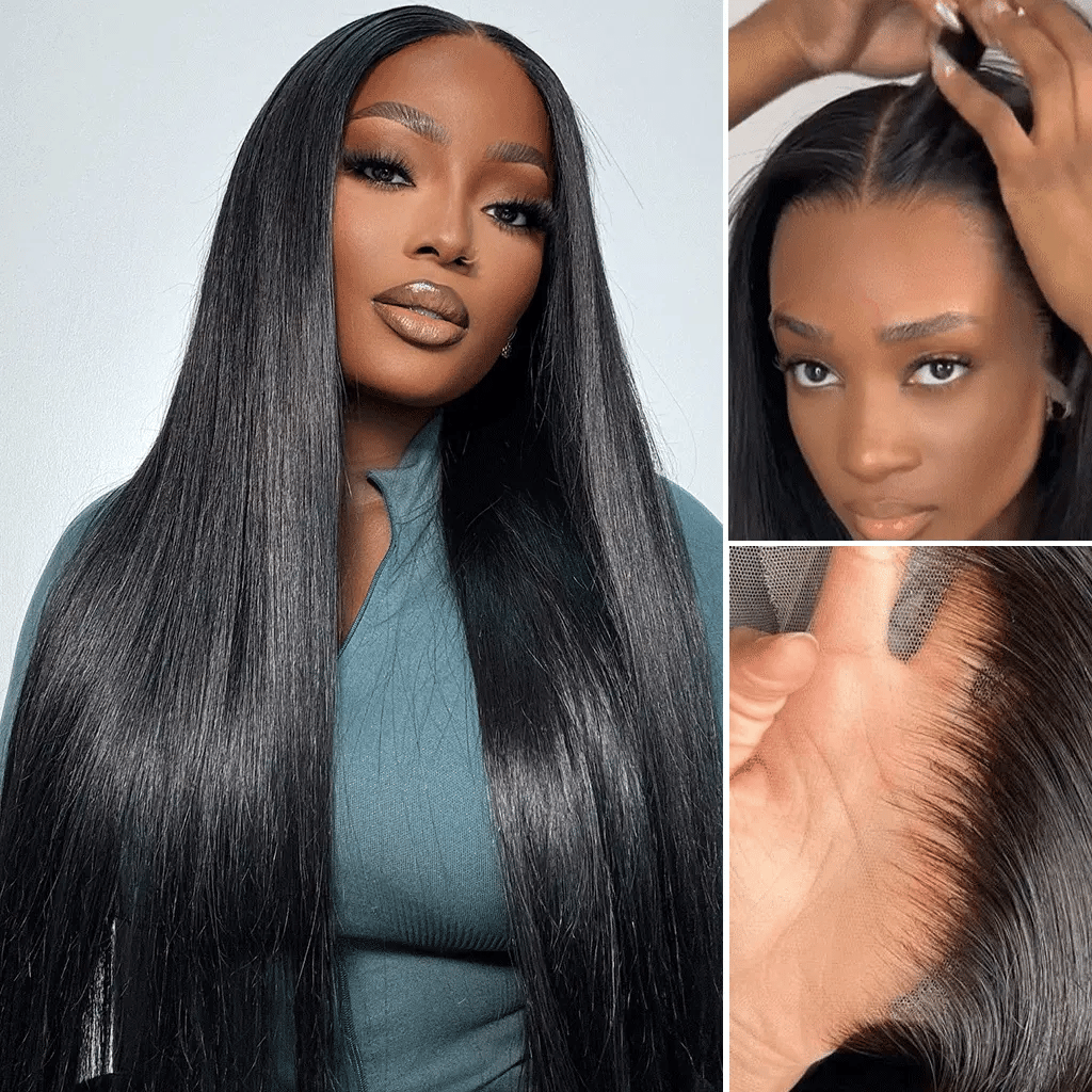 Easy install glueless lace front wig, ALIGLOSSY straight hair, HD lace