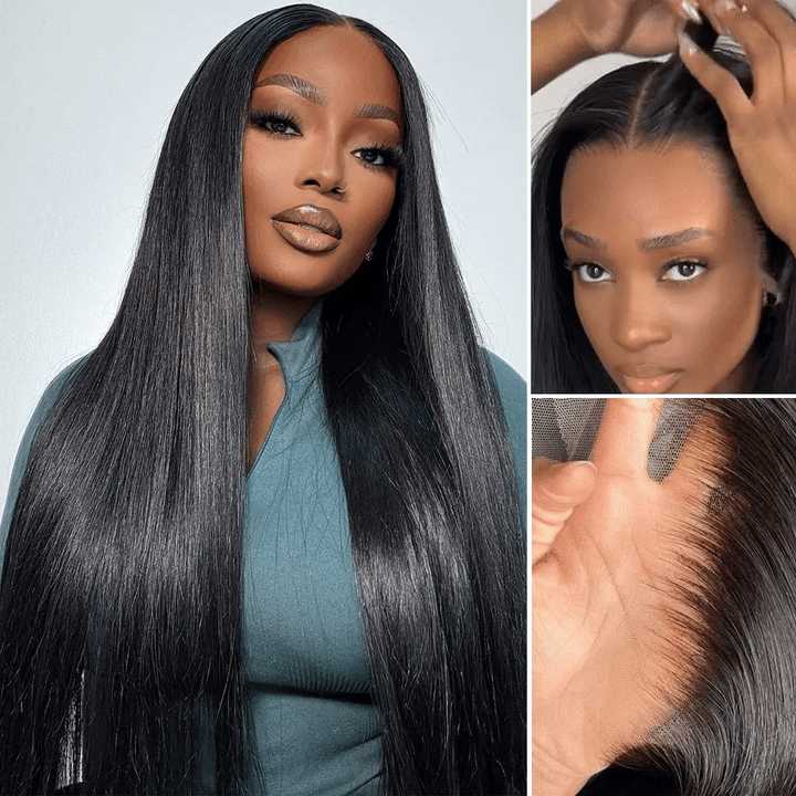 Easy install glueless lace front wig, ALIGLOSSY straight hair, HD lace