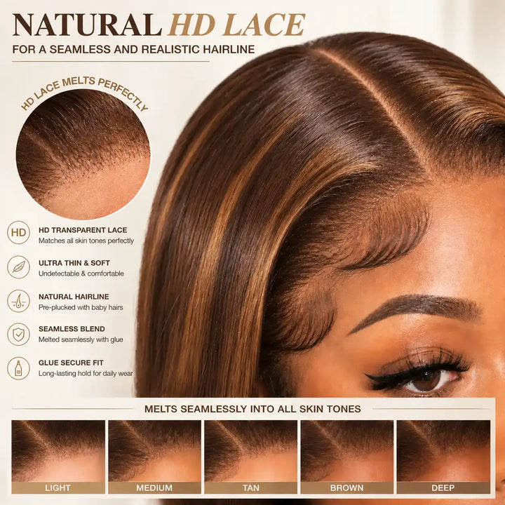 Flexible deep middle and side parting area on 23-23.5 inch Large Cap Size P4/27 Highlight Body Wave 13x4 Lace Front Human Hair Wig.