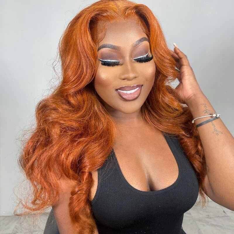 Ginger Body Wave human hair wig, 180% density, 13x4 HD lace front