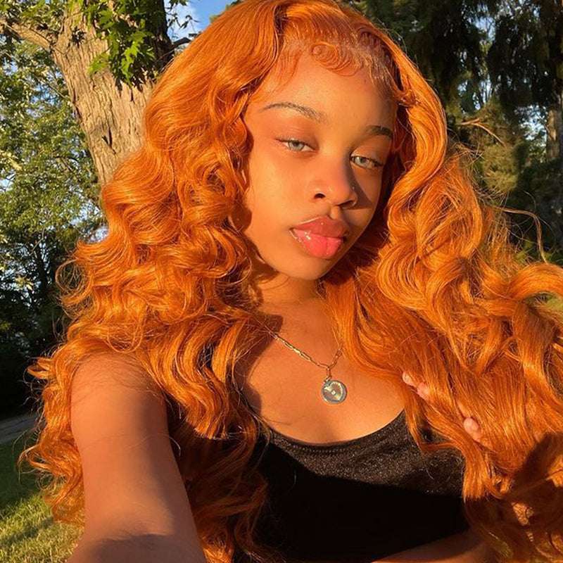 Ginger Body Wave human hair wig, 180% density, 13x4 glueless lace