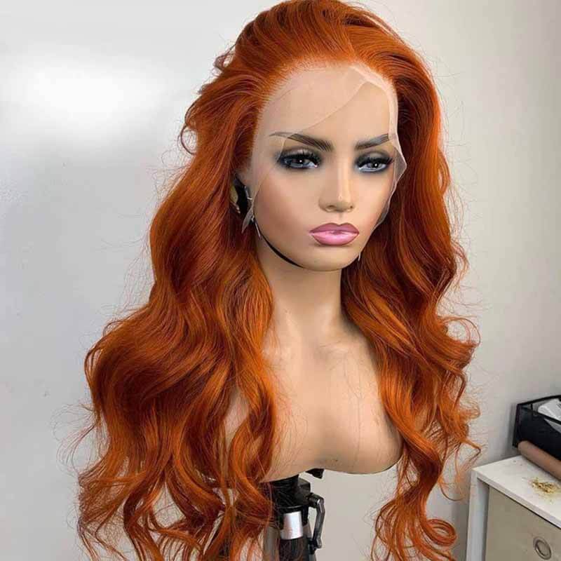 Ginger Body Wave human hair wig, 180% density, 13x4 HD lace front