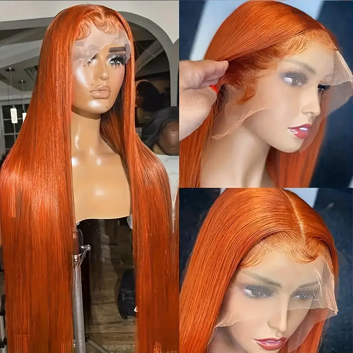 Ginger Colored 13x4 Transparent Lace Front Wig for Women