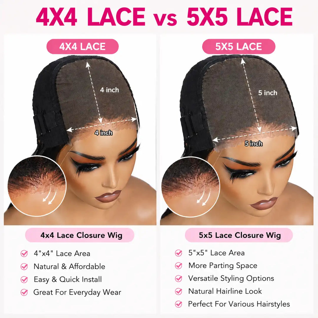 Glueless 4x4 5x5 Lace Closure Wig