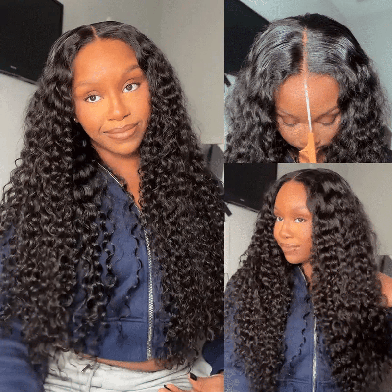 Glueless Deep Wave Human Hair Wig 4x4 HD Lace Closure Natural Look