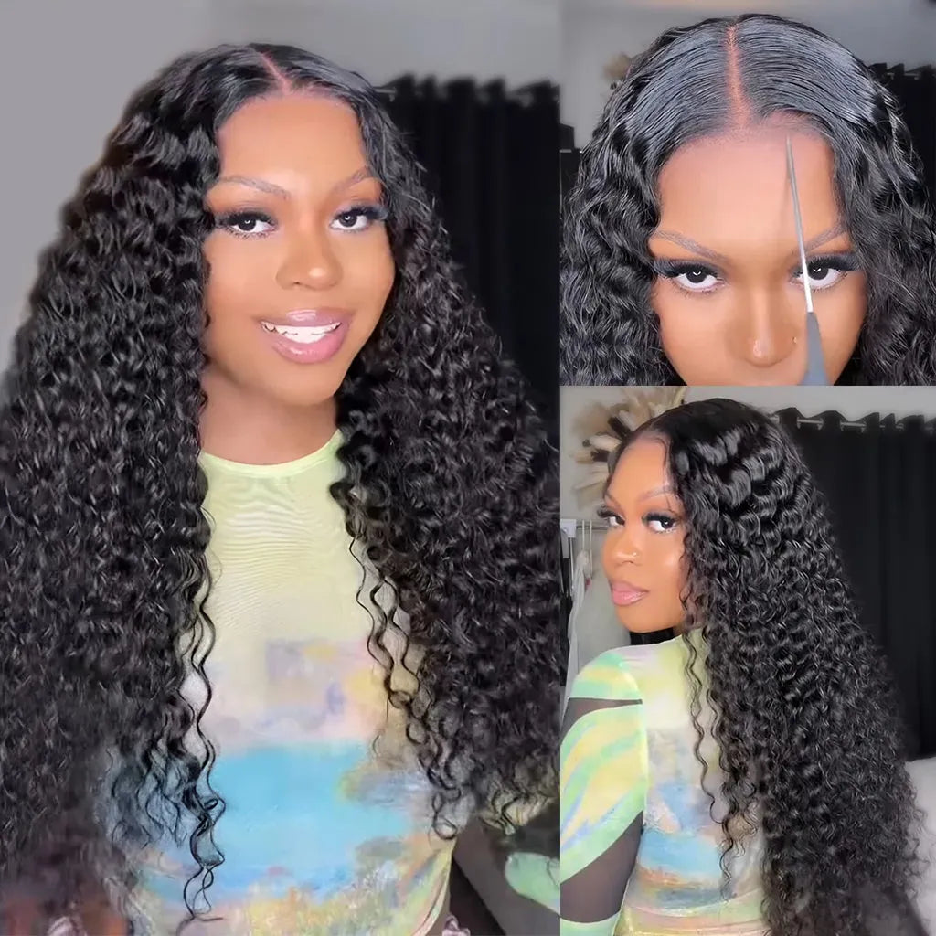 Glueless Deep Wave Human Hair Wig 5x5 HD Lace Closure Pre Cut Lace