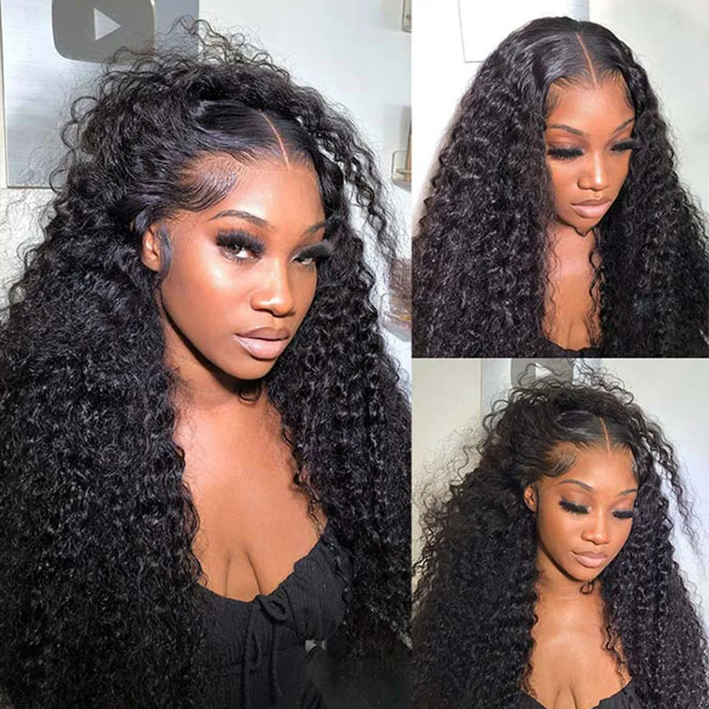 Glueless Deep Wave Human Hair Wig Natural Hairline 4x4 Closure