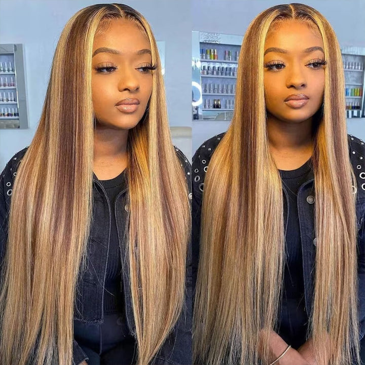 Glueless Highlight Human Hair Wig 4x4 HD Lace Closure 4/27 Color