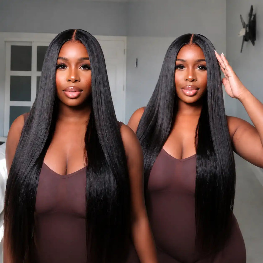 Glueless Kinky Straight Human Hair Wig 4x4 HD Transparent Lace Closure
