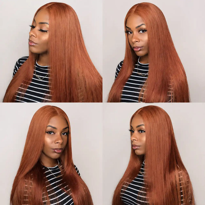 Glueless Reddish Brown Straight Human Hair Wig for Women