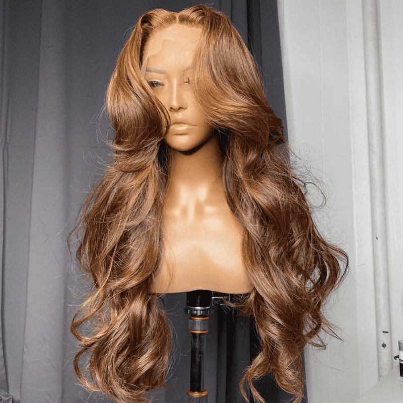 HD Lace Front Human Hair Wig with curtain bangs and soft body wave style