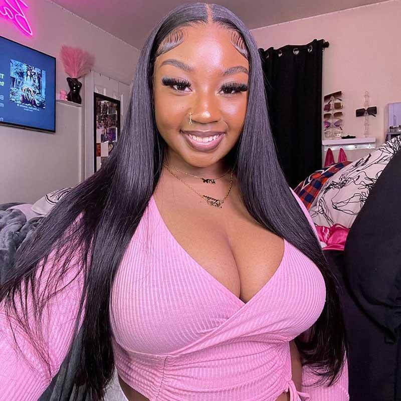 HD transparent lace straight wig, 4x4 13x4 lace front, natural virgin human hair