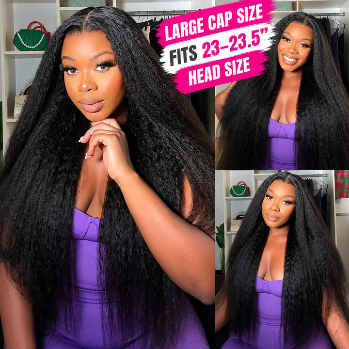 LARGE CAP SIZE KINKY STRAIGHT WIG FOR BIG HEADS