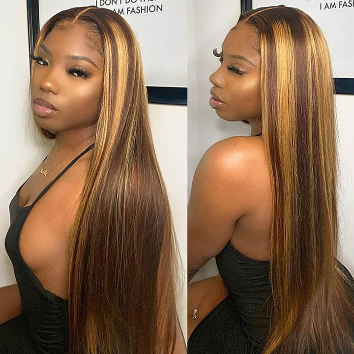 Aliglossy honey blonde highlight wear go glueless wig 