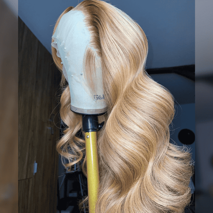 Honey Blonde Brown Highlights wig, 250% high density, 13x4 lace front Body Wave